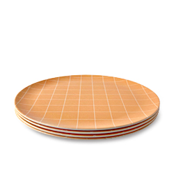 Orange Grid Dinner Plate - 4 set