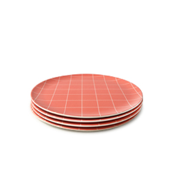 Red Grid Side Plate - 4 set