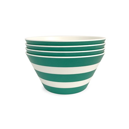 Stripe Bowl in Green - 4 set