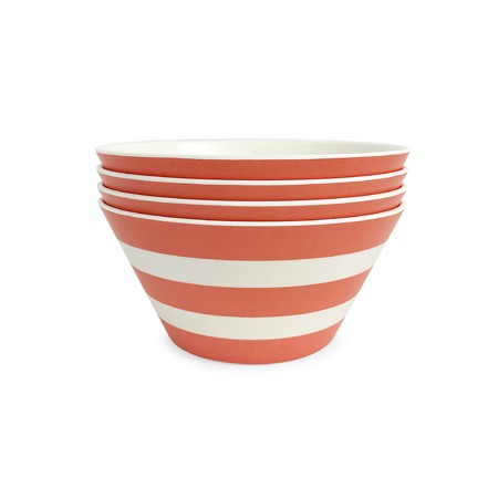 Stripe Bowl in Red - 4 set